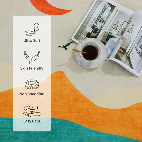 41qjktmghsl 2.jpg Hombys Modern Round Area Rug for Living Room & Bedroom, Large Circle Indoor Carpet, Abstract Home Deco, Non-Shedding & M