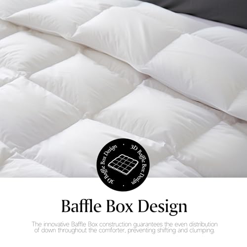 41qmzdb9dl 1.jpg Goose Feather Down Fiber Comforter - Queen Size Duvet Insert Goose Feather Down Fiber Comforter - Ultra Soft Luxurious