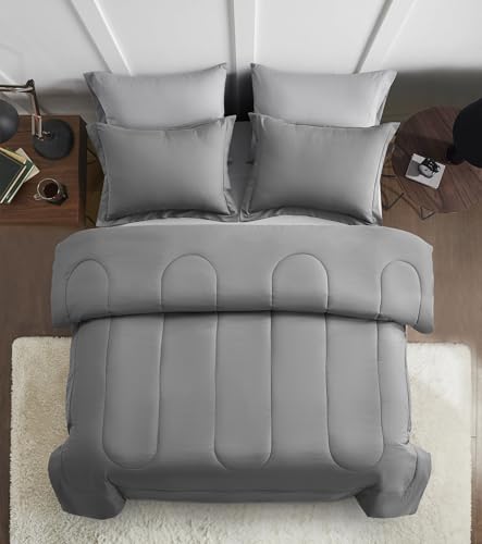 41qqjpqqeul.jpg Maple&Stone Oversized King Comforter Set - All Season Grey Bedding (7 Pieces)