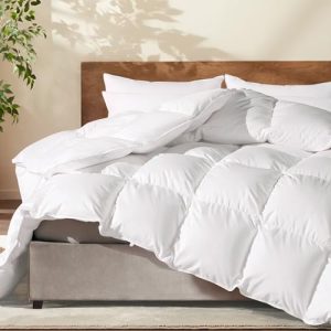 Hotel Luxury White 100% Cotton Oversize King Comforter with 8 Corner Tabs