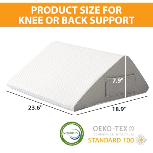 41r4jsb8nwl 1.jpg Knee Wedge Pillow, Back Sleeping Support, Post Surgery Recovery, Back Hip Ankles Pain Relief, White/Grey | Knee Wedg