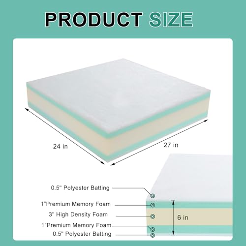 41rxkutxn1l.jpg Extra Thickness 5 Layer Couch Cushion Replacement for Living Room Sofa, Supportive&Soft, Removable Cover | 100% 25D