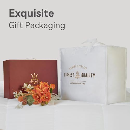 41rgm4i41ml.jpg L LOVSOUL 75% Goose Down Fiber King Size Comforter, Fluffy Ultra Soft & All Season White Duvet Insert for Ultimate Co