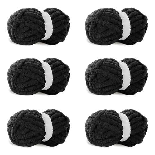 41s5xoqzxjl.jpg Black Bulky Chenille Yarn for Hand Knitting Blankets (30 Yards, 8.8 Ounces Each)