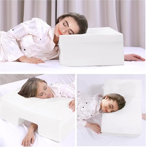 41td tolxpl.jpg HOMBYS Side Sleeper Pillow with Arm Hole, Super Firm Support for No Arm Pressure, Neck & Shoulder Pain Relief, Suitab