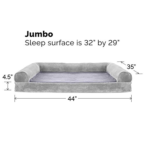 41tlfbth1l.jpg Furhaven Large Dog Bed for Large Dogs - Removable Bolsters & Washable Cover, Up to 95 lbs, Faux Fur Sofa, Smoke Gray, Ju