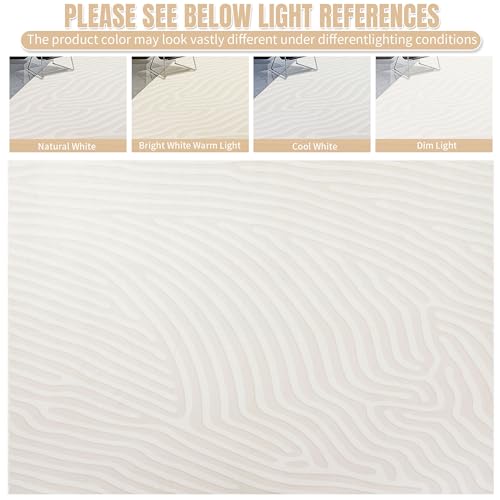 41trf89v2sl 2.jpg HOMBYS 9x12 Contemporary Striped Area Rug for Living Room, Minimalist Home Deco Non-Shedding Beigerug, Large Modern Floo