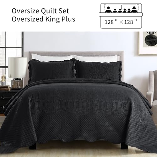 41tunx957kl.jpg Oversized King Bedspreads for Extra Wide & Lightweight Protection, Soft & Durable Coverlet Set for All Seasons, 3 PCS Bl