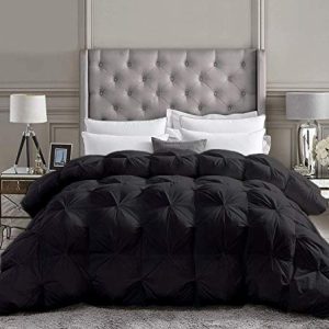 Luxury Black Pinch Pleated Quilted King Size Comforter, 128x120 Inches