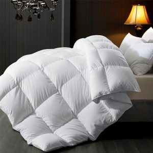 ELNIDO QUEEN Feather Comforter - Ultra Soft 100% Cotton Duvet Insert, All Season White Luxury Hotel Fluffy Bed Comfor
