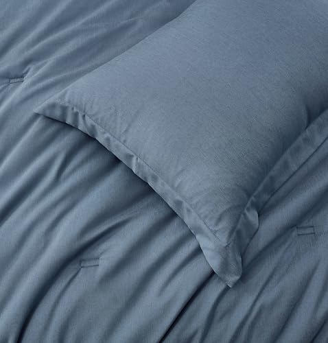 41u1yerwo1l.jpg Chezmoi Collection Cliff 3-Piece Lightweight Cooling Comforter Set for Hot Sleepers - Steel Blue