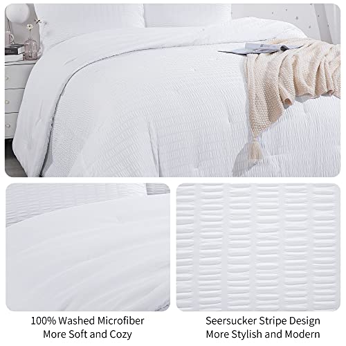 41u5nzf exl 3.jpg Oversized King Seersucker Comforter Set for Extra Comfort in Your Home | Ultra Soft White Seersucker Bedding Comfort