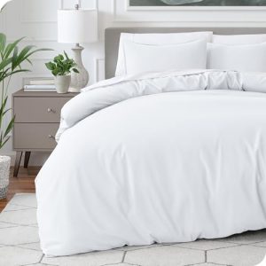 Bare Home Premium 1800 Super Soft Duvet Cover - Lightweight, Cooling - Soft Breathable Bedding (King/Cal King, White)