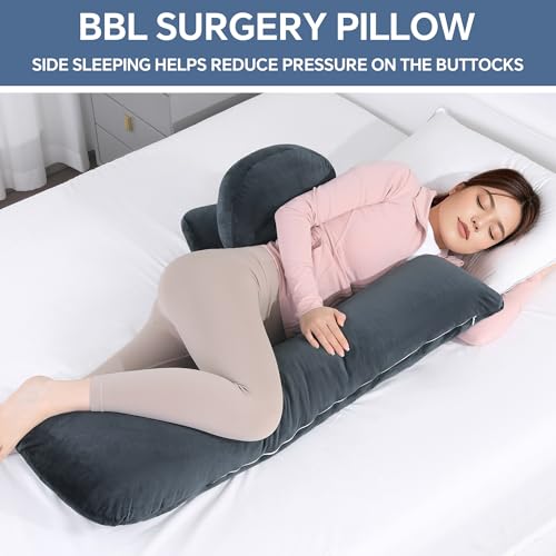 41umopeobyl 3.jpg HOMBYS BBL Pillow After Surgery for Stomach and Side Sleepers Adjustable for Comfortful Recovery Sleep Dark Grey