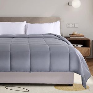 NEXHOME PRO Lightweight Bamboo Viscose Comforter for Hot Sleepers, Light Grey Queen Lightweight Organic Blanket, 8 Corne