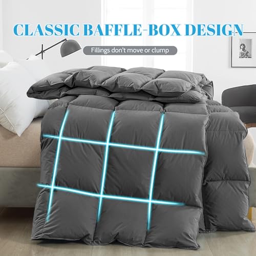 41vtgyqnfbl.jpg Cosybay King Size Fluffy Grey Down Fiber Comforter with Cotton Cover