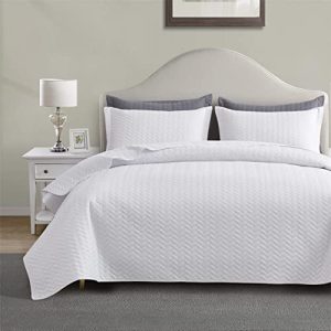 Maple&Stone Oversized King Bedspreads for All Season Comfort - 3 Piece Bed Cover Sets Maple&Stone Lightweight White Beds
