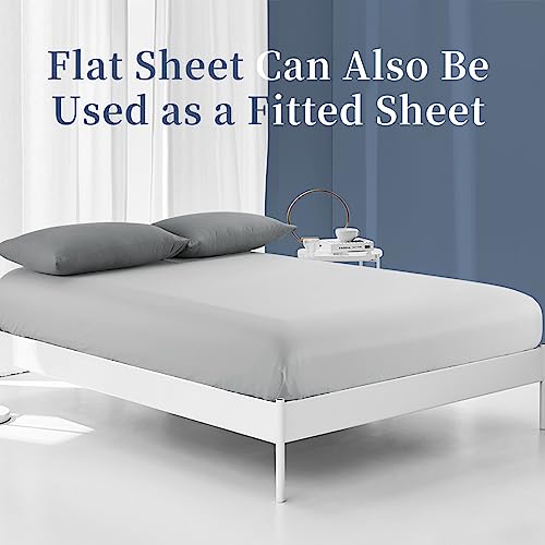 41vr1vqmul 2.jpg HOMBYS Light Grey Oversized King Flat Sheets, Soft & Durable, 120x120 Inches