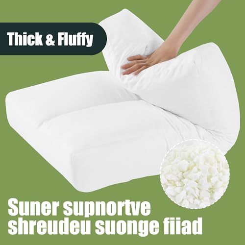 41vtpbmpfjl.jpg HOMBYS Shredded Foam Couch Back Cushion Replacement, Lumbar Support Pillow for Sofa & Couch, Removable Back Pillow (3