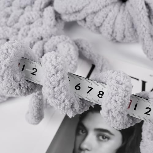 41w7aotlwl.jpg Chunky Chenille Yarn for Crocheting and Knitting - Light Grey Jumbo Pack | Super Bulky Chunky Yarn for Hand Knitting
