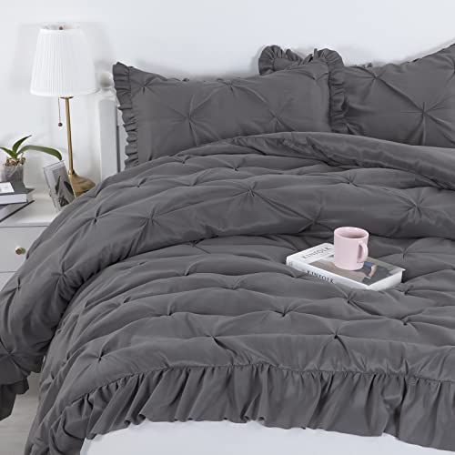 41wqj2mtgdl 1.jpg Hombys Ultra Soft Oversized King Comforter Set for All Season Use (Dark Grey, 120"x120") Hombys Ultra Soft Pinch Pleat