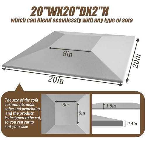 41wamuxjml.jpg High-Density Foam Couch Cushion Support for Sagging Seats | 20" X 20" Square Sofa Cushion Replacement Pads, Fix Sags