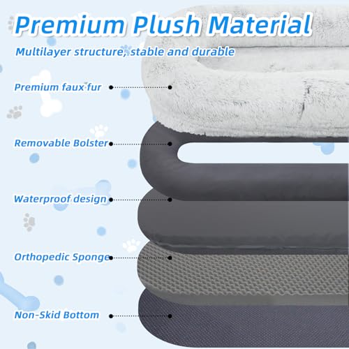 41wfd9cldkl 1.jpg Orthopedic Dog Bed for People and Pets - 71''x45''x12'', Washable Faux Fur, Grey Napping Dog Bed - 71''x45''x12'', Was