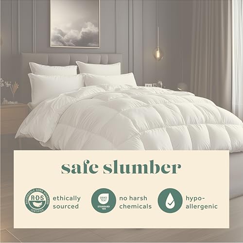 41wljk3bqxl 1.jpg ComfyDown Goose Down White Comforter - Premium 100% Egyptian Cotton Cover King Size - All Season Washable Duvet Insert w