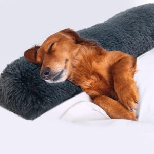 HOMBYS Soft Faux Fur Calming Pet Pillow for Large & Medium Dogs (Dark Grey, 25"x8"x4") HOMBYS Machine Washable Dog Pil