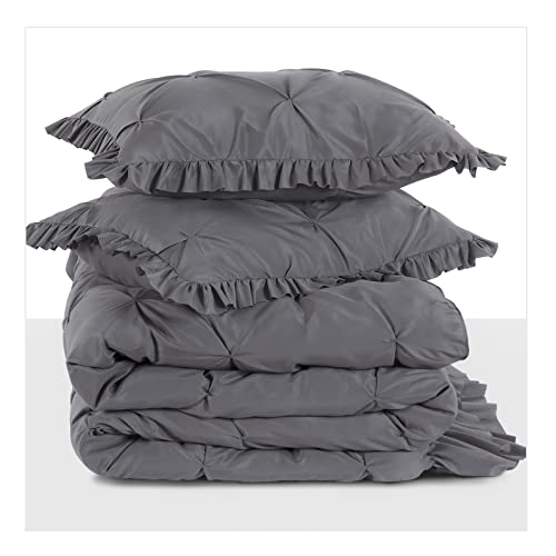 41xp 8co3l.jpg HOMBYS Ultra Soft Oversized King Comforter Set for All Season Sleepers | HOMBYS Dark Grey Pinch Pleat Comforter with