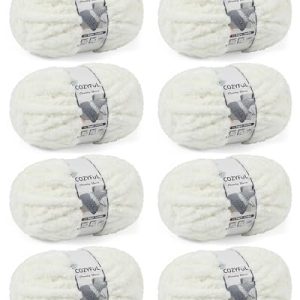 Super Chunky Knit Blanket Yarn for Hand Knitting and Crocheting, Large Chunky Chenille Yarns (8 Pack, 30 yds 8 oz Eac