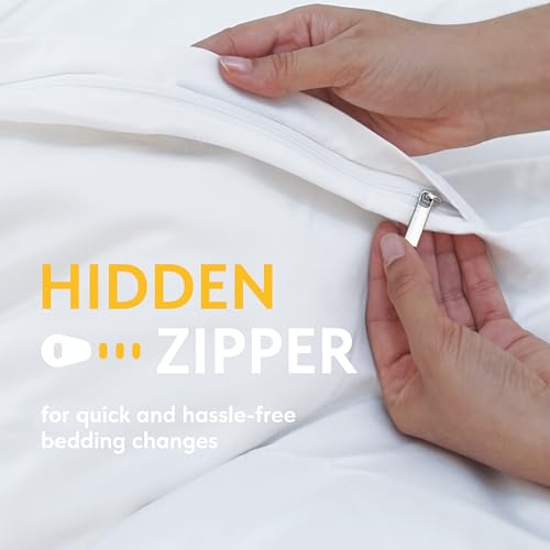 41xpnb5obl.jpg Classic White Microfiber Duvet Cover with Zipper, King Size for Luxury Sleep | Set of 1 White King Size Down Comfort