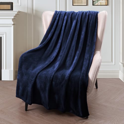 41y86waijl.jpg Exclusivo Mezcla Extra Large Fleece Throw Blanket for Couch and Sofa, Super Soft and Warm 300GSM Blankets, Navy Blue All