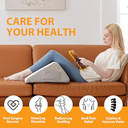 41ywk05ogil 1.jpg Knee Wedge Pillow, Back Sleeping Support, Post Surgery Recovery, Back Hip Ankles Pain Relief, White/Grey | Knee Wedg