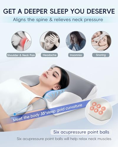 41yrzhqkbnl.jpg Memory Foam Neck Pillow for Pain Relief and Comfort (Grey)