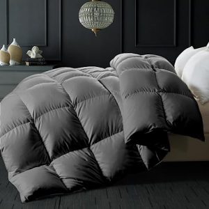 ELNIDO QUEEN Feather Down Fiber Comforter - Ultra Soft 100% Cotton Cover 90x90 Inch | ELNIDO QUEEN Grey Fluffy Duvet