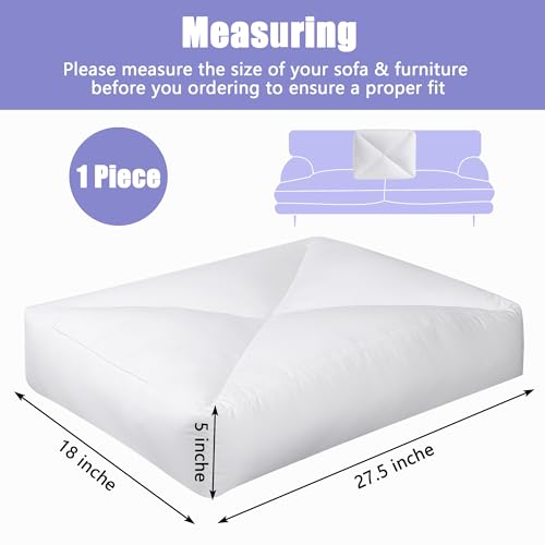 41z3awpulcl 1.jpg HOMBYS Shredded Foam Couch Back Cushions Replacement, Durable & Supportive Lumbar Support Pillow (27.5"x18"x5"), Perfect