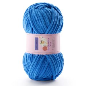 Chunky Chenille Yarn for Crocheting and Knitting - Soft Plush Sky Blue Bulky Yarn for Blankets/Amigurumi/Craft/Hats/Shoe