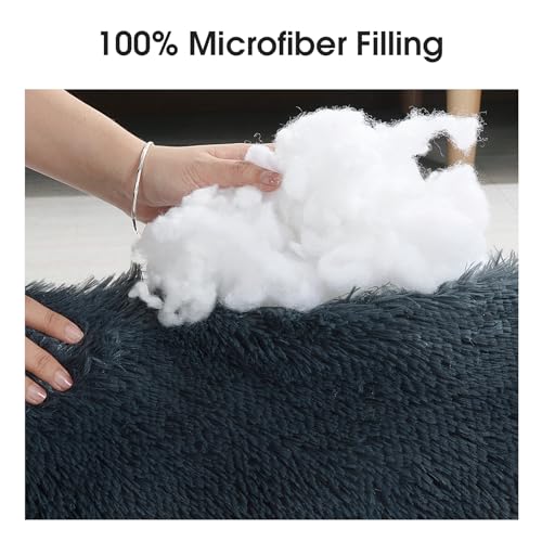 41zx6vqj4rl.jpg HOMBYS Soft Faux Fur Calming Pet Pillow for Large & Medium Dogs (Dark Grey, 25"x8"x4") HOMBYS Machine Washable Dog Pil