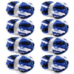 Chunky Chenille Blanket Yarn for Crocheting and Hand Knitting (Black, White, Blue) | Jumbo Fluffy Super Bulky Yarn f