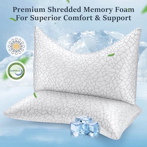 51 guiziytl 1.jpg COZSINOOR Side Sleeper Pillows - Queen Size Set of 2 Cooling Bed Pillow for Back and Stomach Sleepers - Adjustable Shred