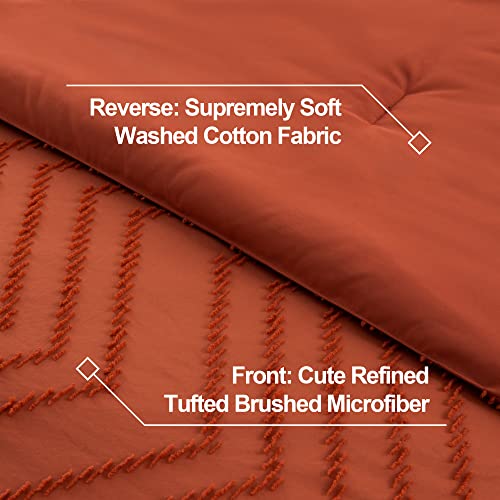 51 nlhfwxjl.jpg Litanika Burnt Orange Oversized King Bed in a Bag Set - 7 Pieces Boho Tufted Comforter, Sheets, Pillowcases & Shams