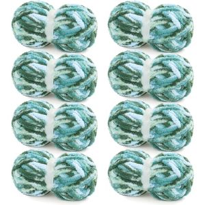 HOMBYS Super Bulky Plush Big 8 Pack Tie Dye Chunky Chenille Yarn for Arm Knitting | Fluffy Soft Jumbo Crocheting Che