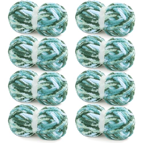 51 p4elggvl.jpg HOMBYS Super Bulky Plush Big 8 Pack Tie Dye Chunky Chenille Yarn for Arm Knitting | Fluffy Soft Jumbo Crocheting Che