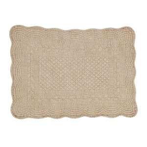 Saro Lifestyle 100% Cotton Scalloped Quilted Placemat (Set of 4), 14"x20", Taupe for Home Decor Trendsetters