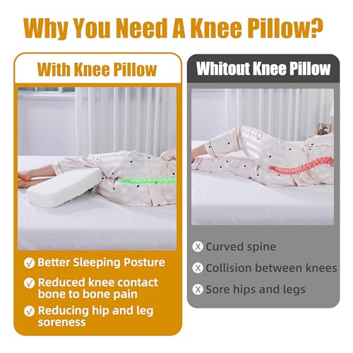 510anpk12ql.jpg HOMBYS Memory Foam Knee Pillow with Cuddle Function for Side Sleepers, Pain Relief, 3" Thick Ergonomically Designed P