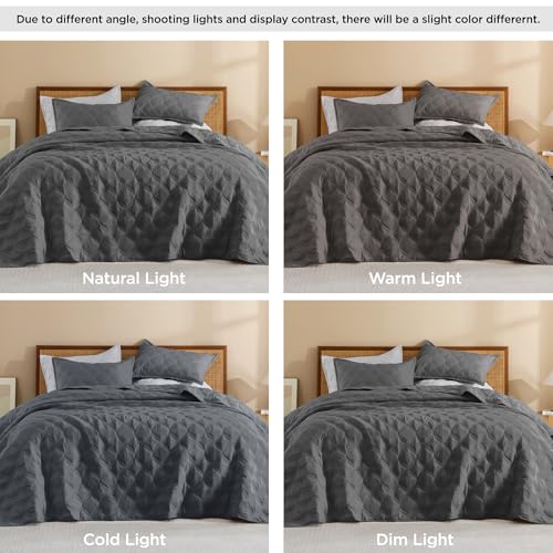 510sznsfc7l 1.jpg Litanika Oversized King Bedspreads 128x120 Quilt Set - 3 Piece Grey Lightweight Comforter Coverlets Bedding Cover Bed De
