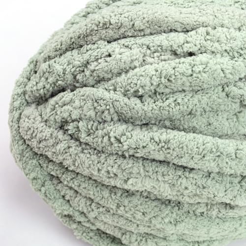 511bl62hxcl.jpg Sage Green Chunky Chenille Yarn for Hand Knitting, 8pcs, Extra Bulky Blanket Yarn