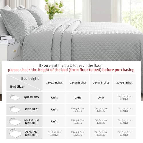 511etaucxwl 1.jpg HOMBYS Super King Plus 128x120 Light Grey Reversible Comforter Set Summer Lightweight Coverlet
