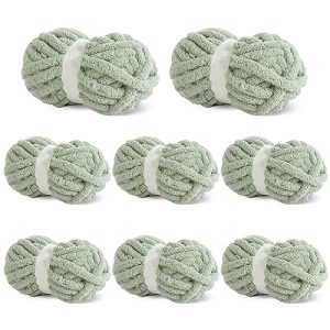BALAPET Thick Velvet Chenille Yarn, 27yds Each, Sage Green, Perfect for Crocheting & Knitting